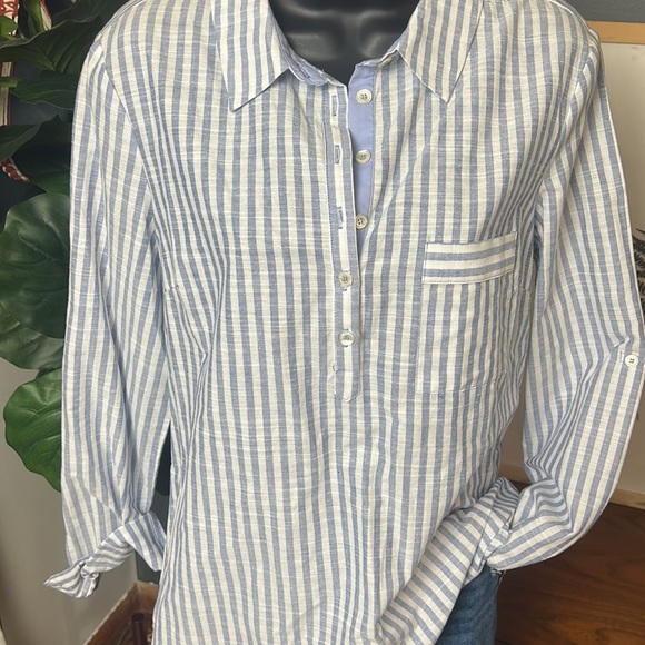 Jade by Melody Tam Blue Pin Striped Top - Picture 2 of 4